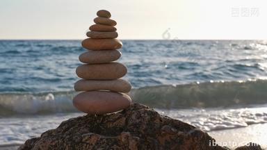石头禅宗平衡海滩